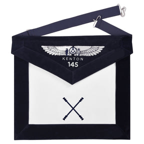 Marshal Officer Apron - Kenton Lodge Navy Velvet With Silver Embroidery Thread