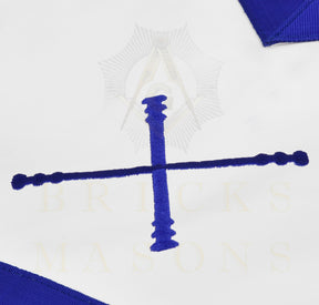 Marshal Blue Lodge Officer Apron - Machine Embroidery With Waist Belt Customizable Flap - Bricks Masons