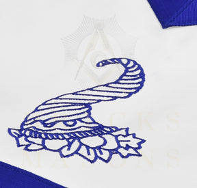 Senior Steward Blue Lodge Officer Apron -Blue Ribbon With Machine Embroidery Customizable Flap - Bricks Masons
