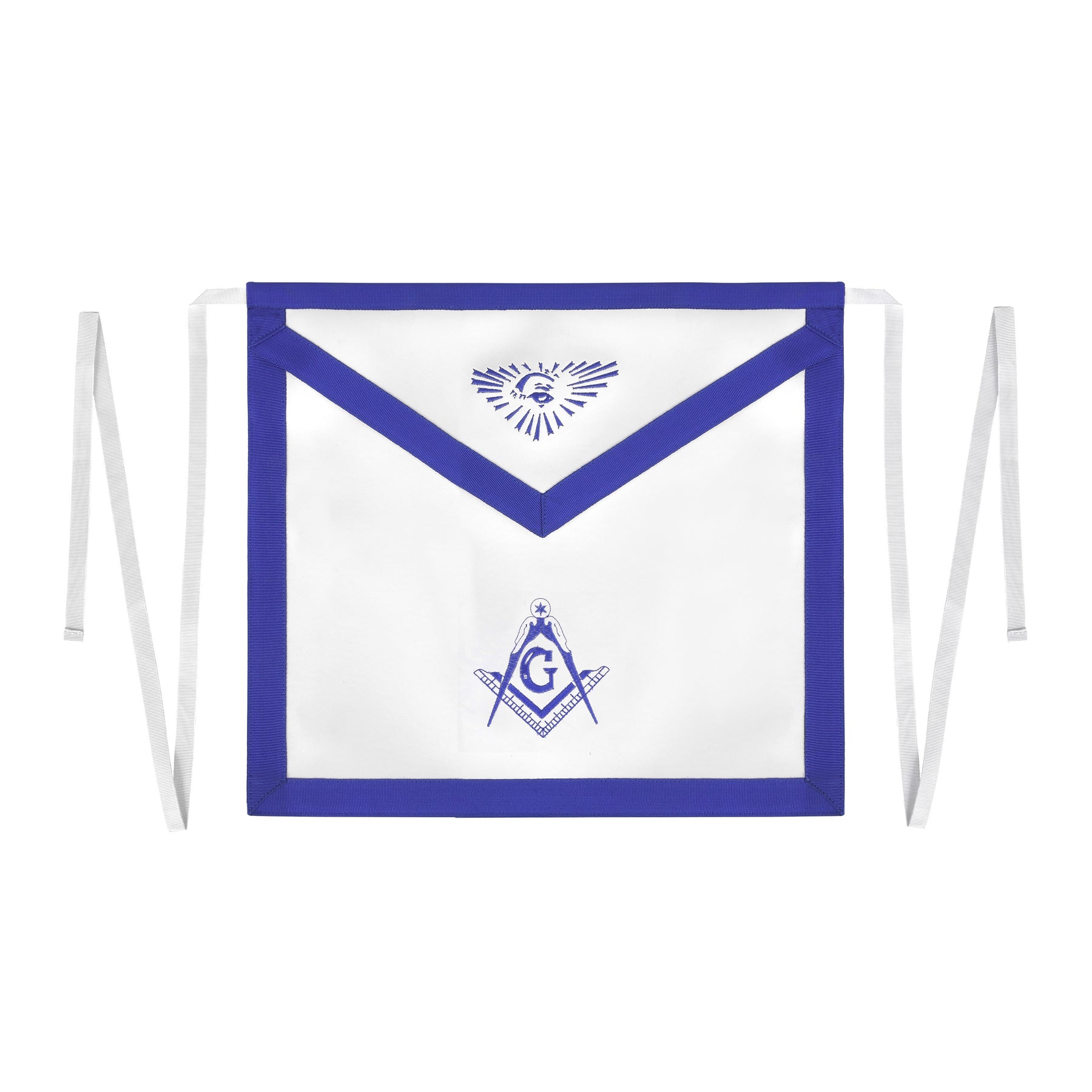 Master Mason Blue Lodge Apron - White Tape Ties