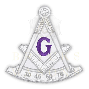 Past Master Blue Lodge Patch - White Bullion Purple G - Bricks Masons
