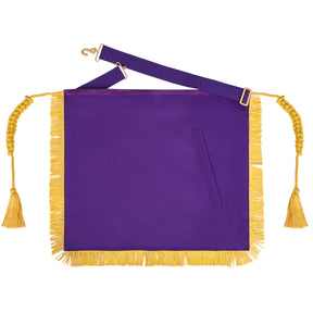 Grand Master Blue Lodge Apron - Purple Velvet With Yellow Fringe & Tassels