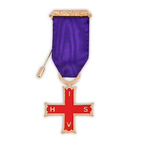 Red Cross of Constantine Breast Jewel - Purple Ribbon And Red Cross - Bricks Masons