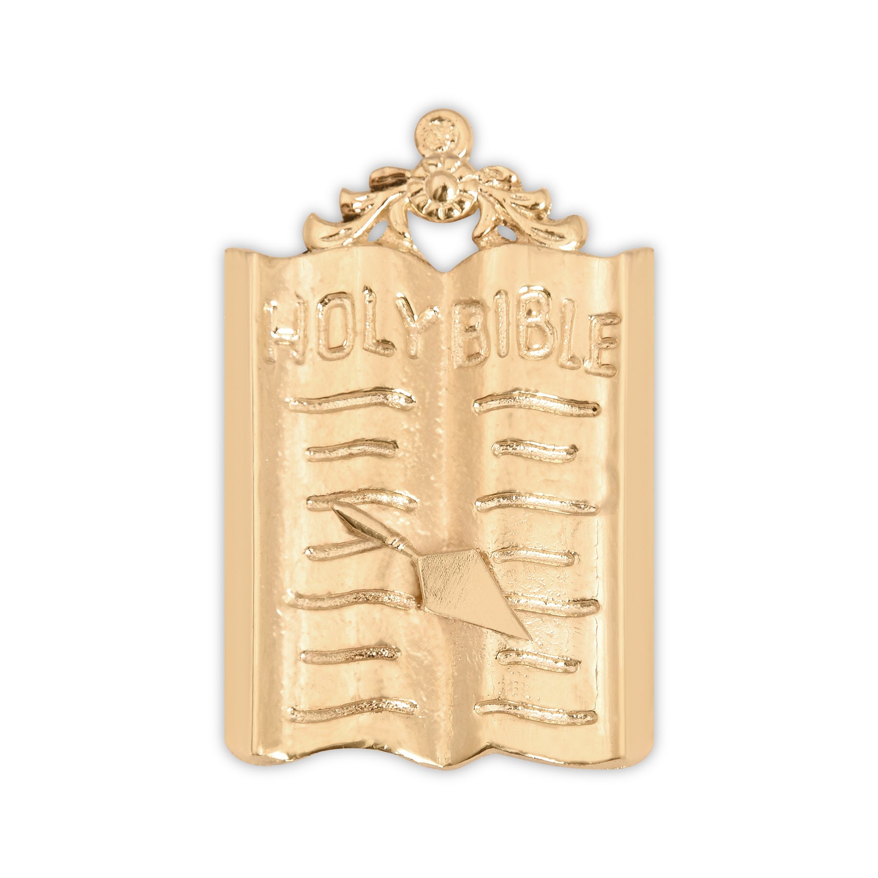 Chaplain Royal & Select Masters Officer Collar Jewel - Golden Plated Holy Bible & Trowel - Bricks Masons