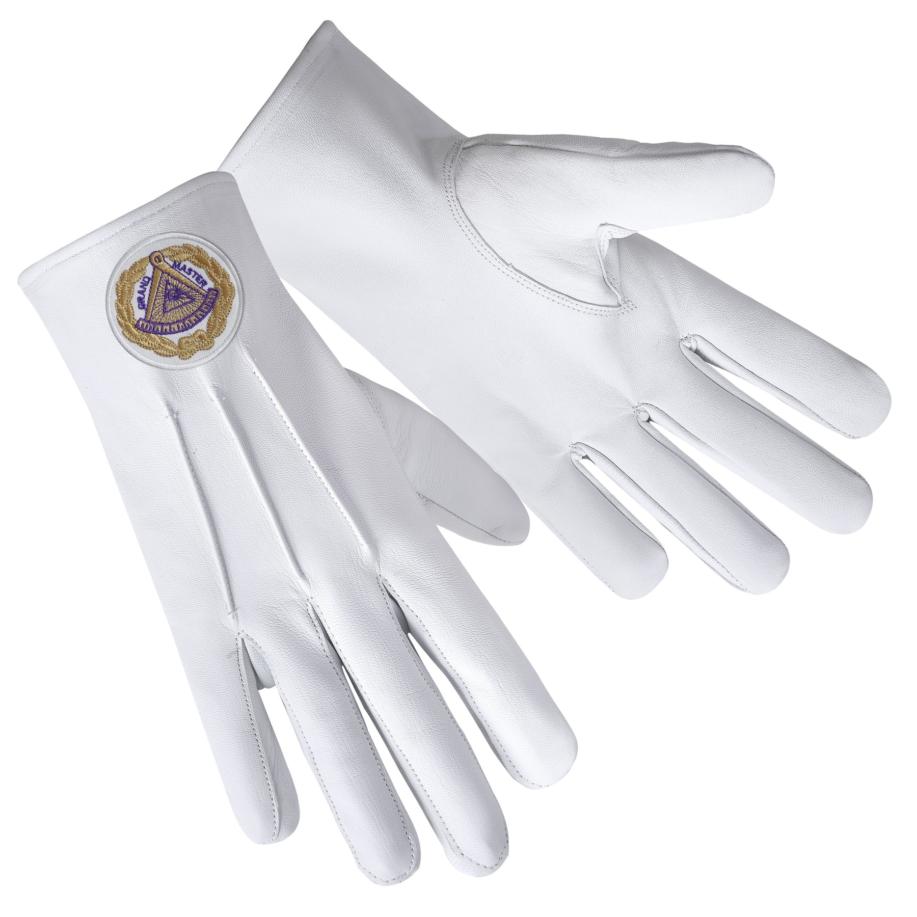 Grand Master Blue Lodge Glove - Leather With Gold Emblem - Bricks Masons