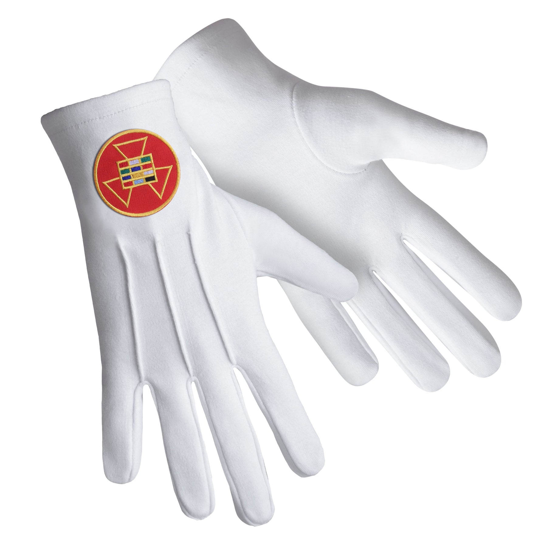 Past High Priest Royal Arch Chapter Glove - Pure Cotton With Red Round Patch - Bricks Masons