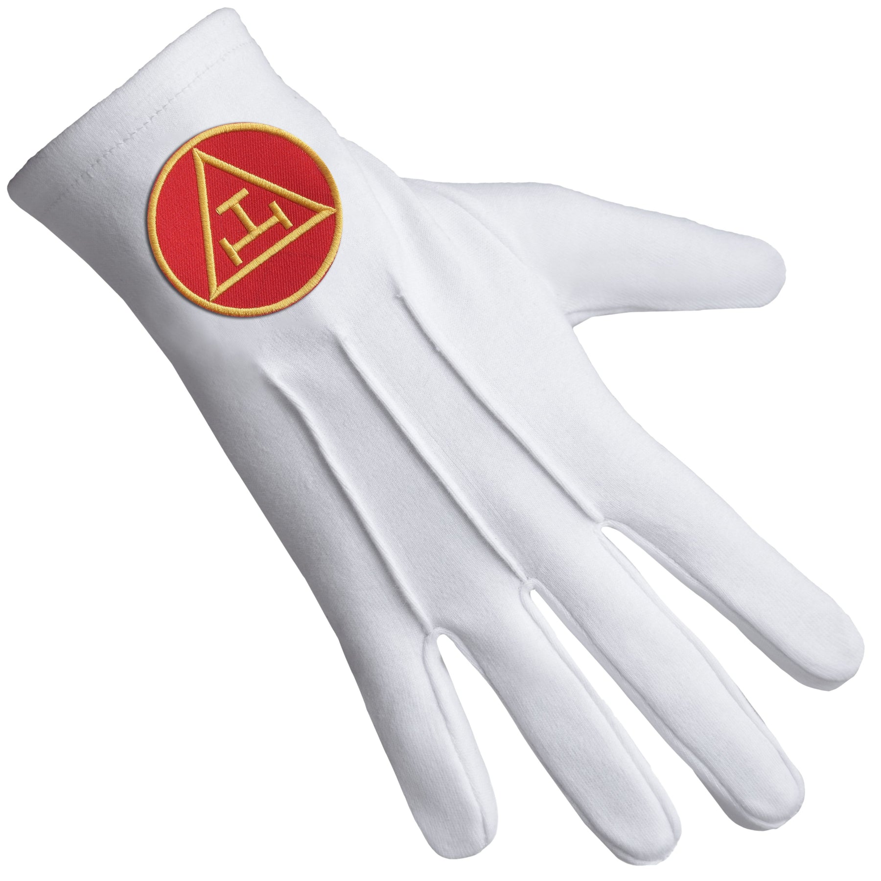 Royal Arch Chapter Glove - Pure Cotton With Gold & Red Patch - Bricks Masons