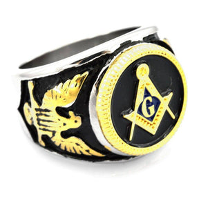 Master Mason Blue Lodge Ring - Eagle Square and Compass