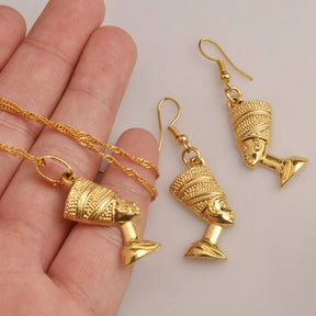 Ancient Egypt Necklace - Gold Color Zinc Alloy With Earrings - Bricks Masons