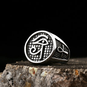 Ancient Egypt Ring - Pharaoh Horus Eye Stainless Steel J - Bricks Masons