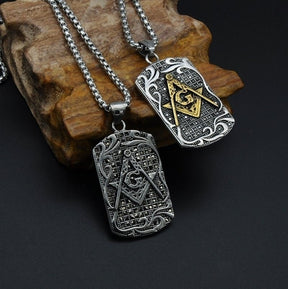 Master Mason Blue Lodge Necklace - Tag Motif [Gold & Silver]