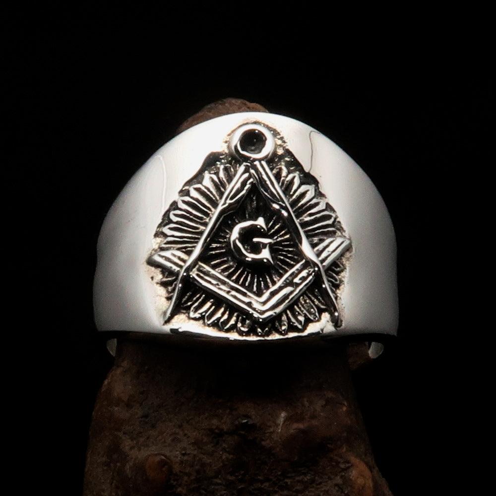 Master Mason Blue Lodge Ring - Square & Compass G Sterling Silver