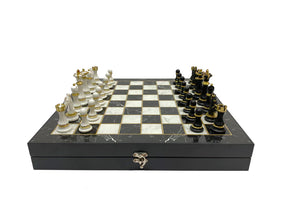 Grand Master Blue Lodge Chess Set - Black Marble Pattern - Bricks Masons