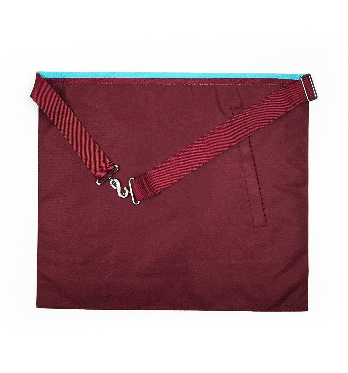 Worshipful Master Mark English Regulation Apron - Sky Blue & Maroon Moire