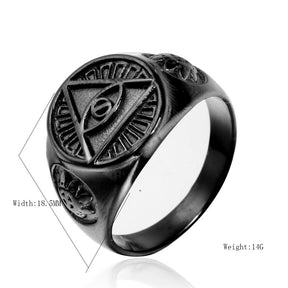 Eye Of Providence Ring - Black Plated Zinc alloy - Bricks Masons