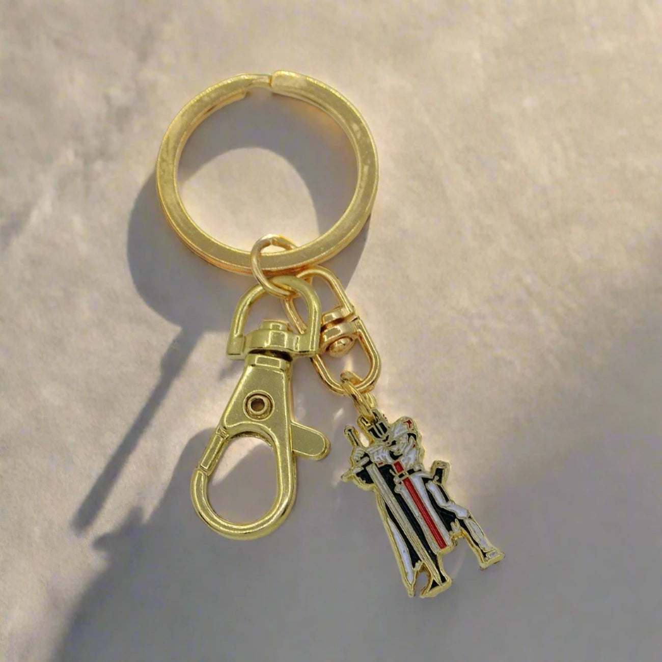 Knights Templar Commandery Keychain - Gold Plated Chain And Pendant