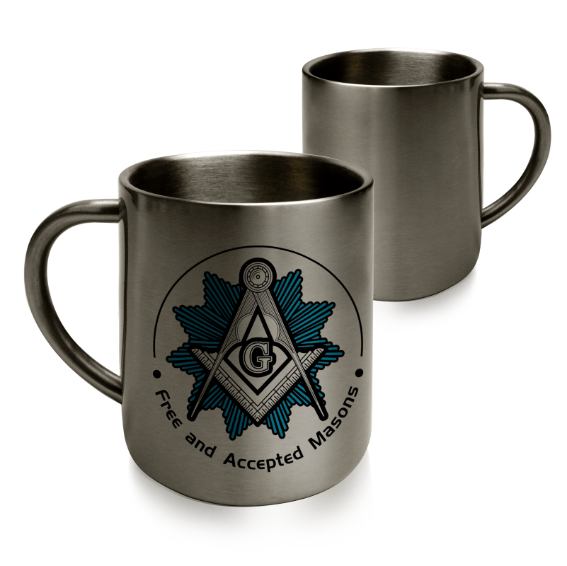 Master Mason Blue Lodge Mug - Stainless Steel Free And Accepted Masons Square & Compass G - Bricks Masons