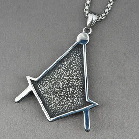 Master Mason Blue Lodge Necklace - Silver All Seeing Eye Titanium Steel Pendant - Bricks Masons
