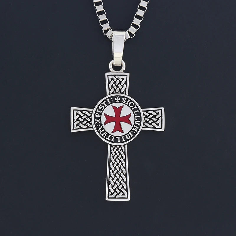 Knights Templar Necklace - Double-sided Cross Templar 925 Silver - Bricks Masons