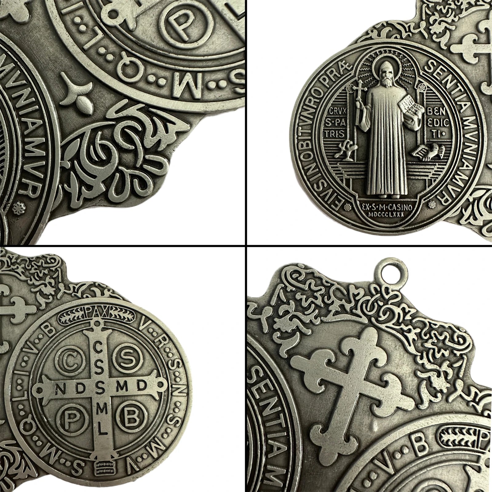 Knights Templar Car Pendant - Extra Large Saint Benedict Cross Medal - Bricks Masons