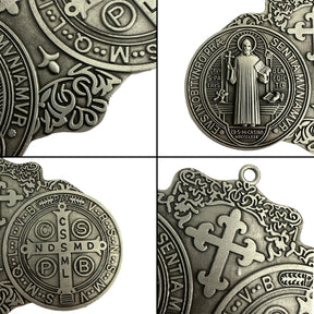 Knights Templar Car Pendant - Extra Large Saint Benedict Cross Medal - Bricks Masons