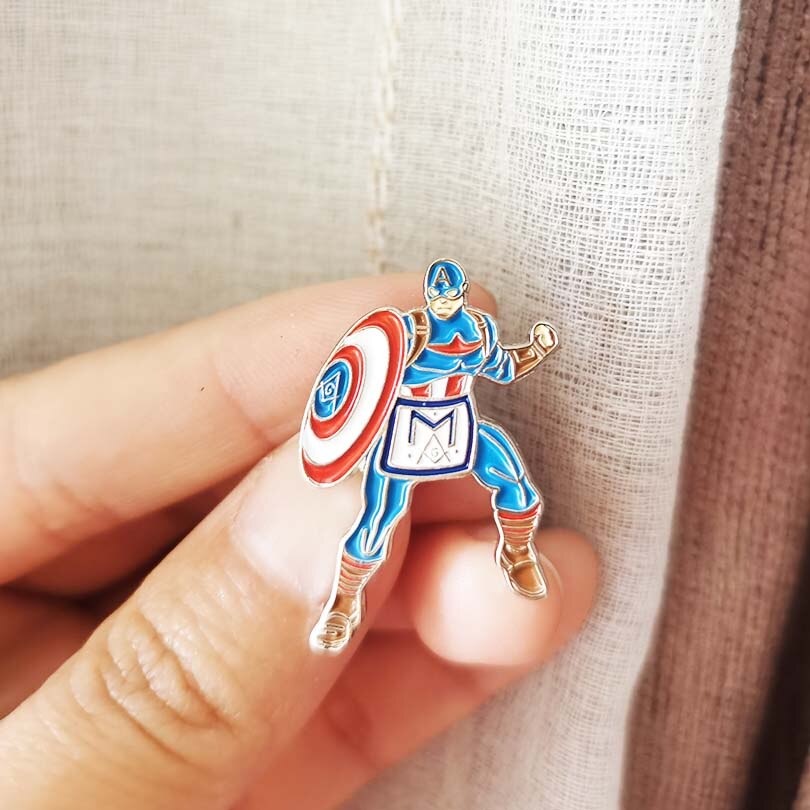 Master Mason Blue Lodge Lapel Pin - Avengers Captain America - Bricks Masons