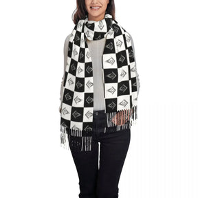 Master Mason Blue Lodge Scarf - Printed Checkered Pattern