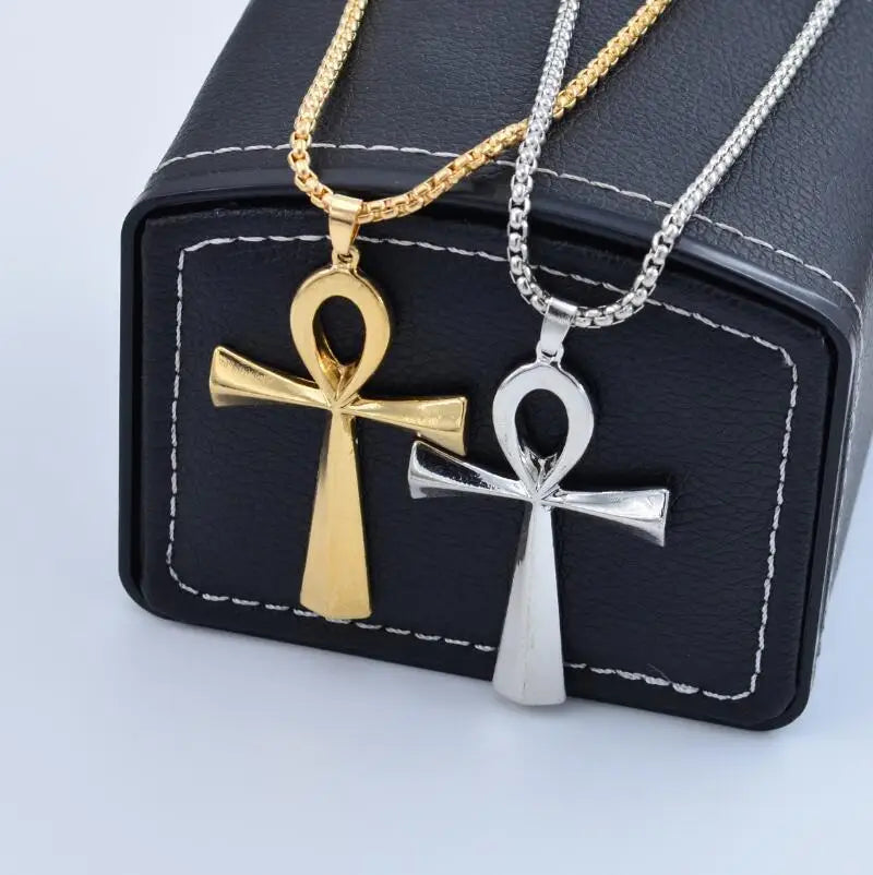 Ancient Egypt Necklace - Zinc Alloy Big Ankh Cross - Bricks Masons