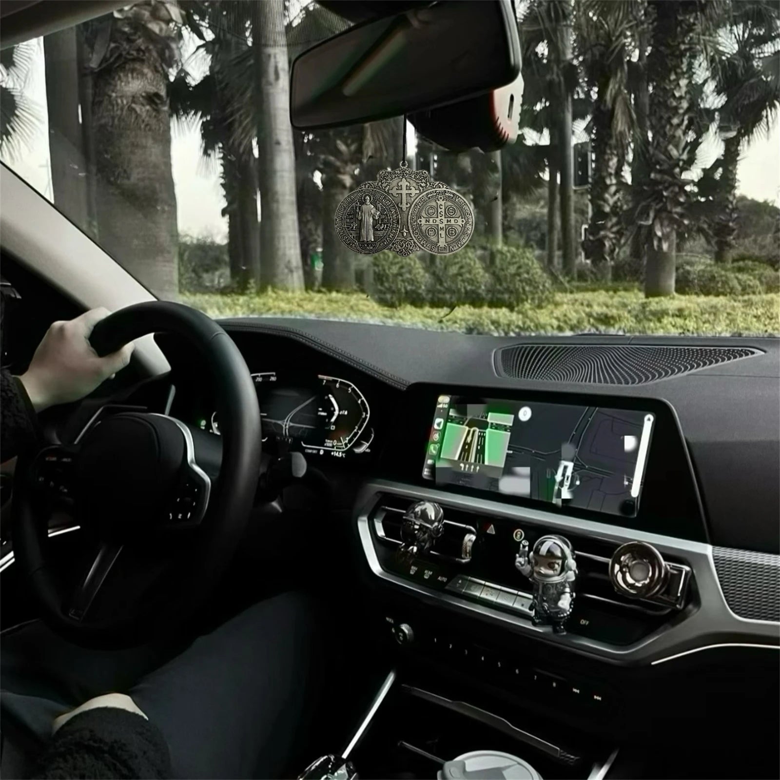 Knights Templar Car Pendant - Extra Large Saint Benedict Cross Medal - Bricks Masons