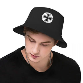 Knights Templar Commandery Bucket Hat - Black & White Cross