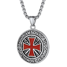 Knights Templar Commandery - Stainless Steel Templar Round Pendant - Bricks Masons