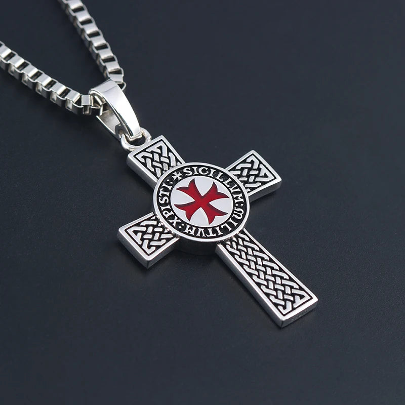 Knights Templar Necklace - Double-sided Cross Templar 925 Silver - Bricks Masons