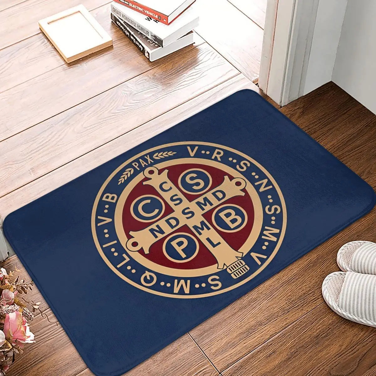 Knights Templar Rug - Saint Benedict Medal Anti-Slip - Bricks Masons
