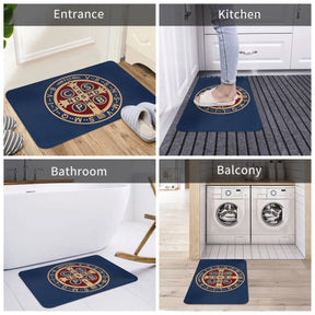 Knights Templar Rug - Saint Benedict Medal Anti-Slip - Bricks Masons