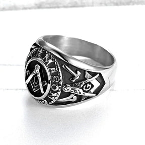 Master Mason Blue Lodge Ring - Stainless Steel - Bricks Masons