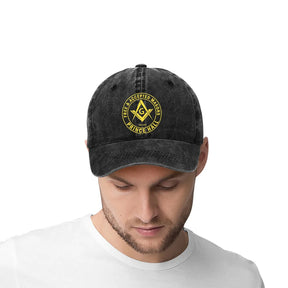 Master Mason Blue Lodge Baseball Cap - Prince Hall Square Compass - Bricks Masons