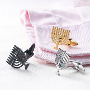 Ancient Israel Cufflink - Menorah Stainless Steel - Bricks Masons