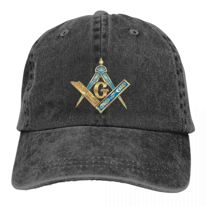 Master Mason Blue Lodge Baseball Cap - Blue & Gold Square Compass