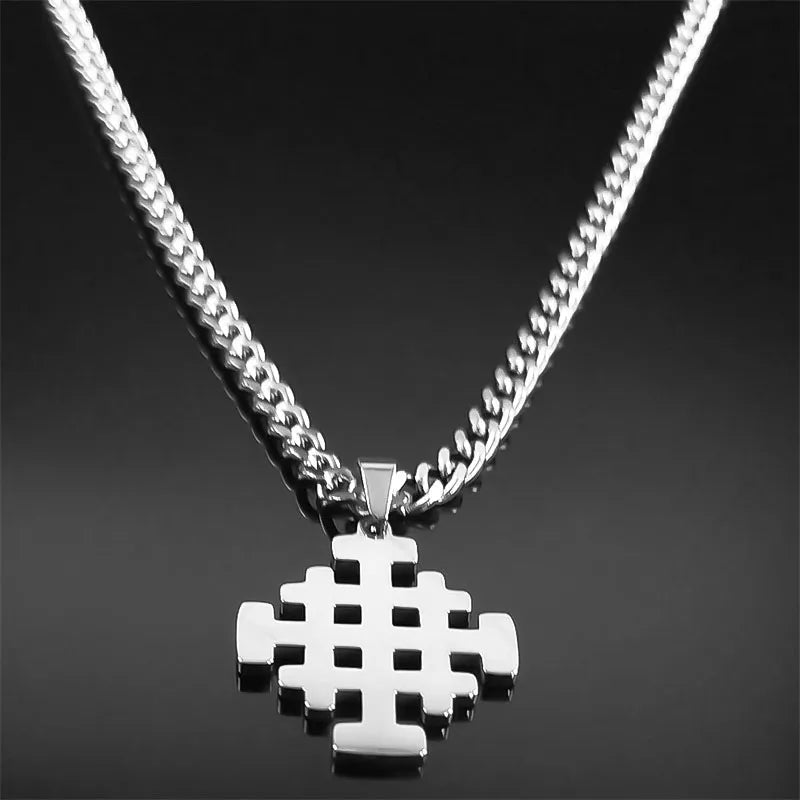 Knights Templar Commandery Necklace - Stainless Steel Cross Pendant - Bricks Masons