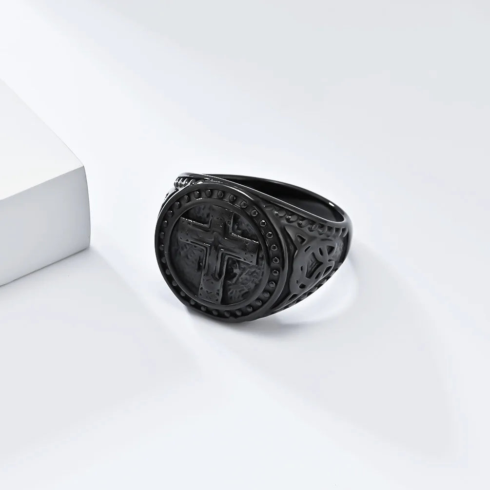 Knights Templar Ring - 18mm Stainless Steel - Bricks Masons