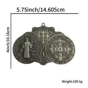 Knights Templar Car Pendant - Extra Large Saint Benedict Cross Medal - Bricks Masons