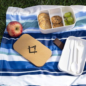 Master Mason Blue Lodge Lunch Box - Wooden Cover with Square & Compass