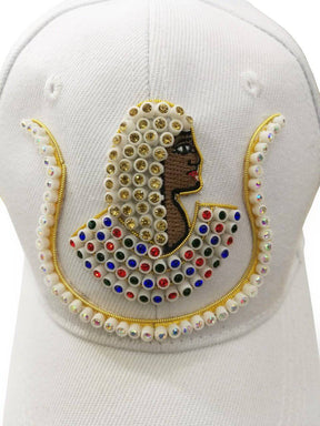 DOI Baseball Cap - White with Jewels & Bullion Embroidery - Bricks Masons