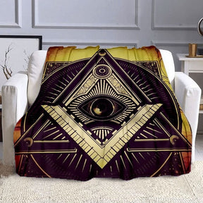Eye Of Providence Blanket - Bronze & Green Color - Bricks Masons