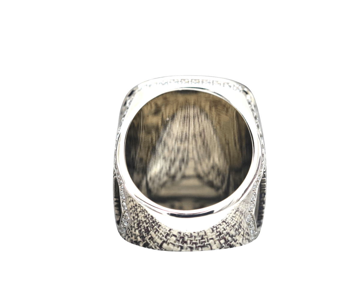 Master Mason Blue Lodge Ring - White Gold Plated With Rhinestones - Bricks Masons