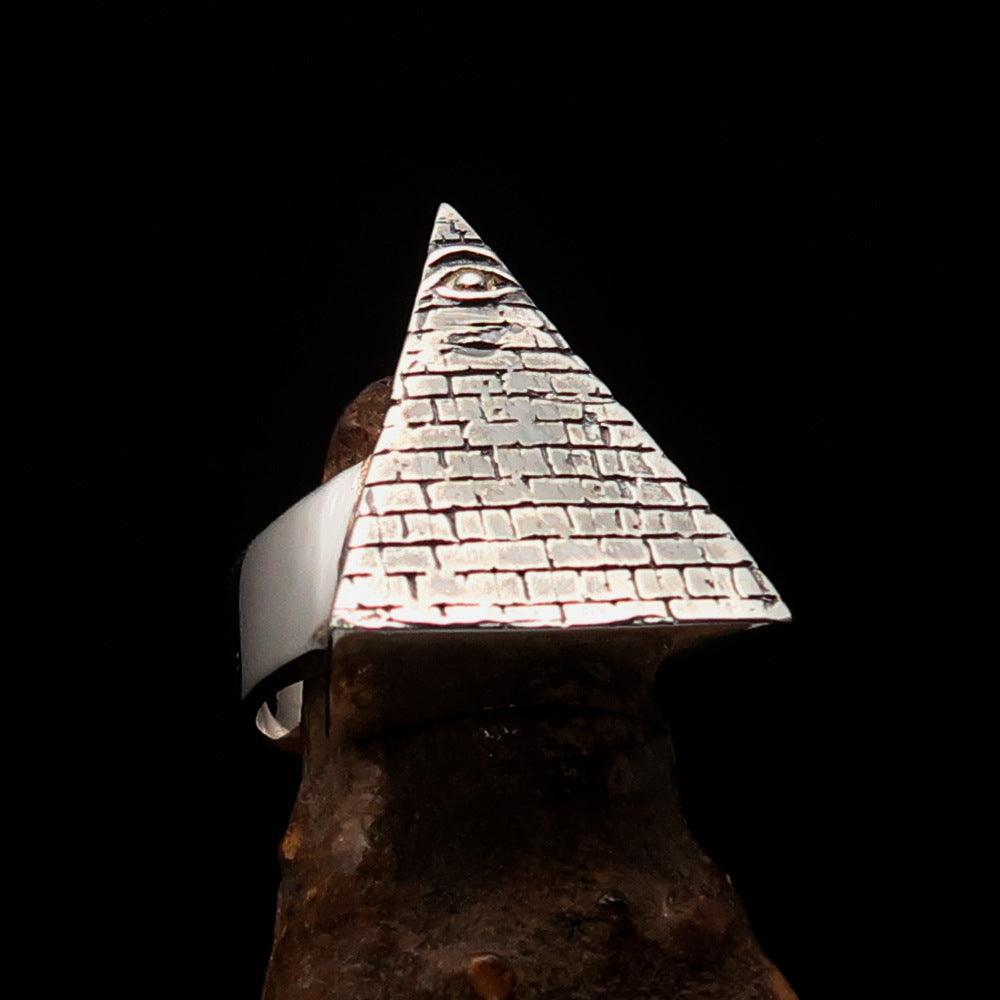 Eye Of Providence Ring - Silver All Seeing Eye Pyramid Sterling - Bricks Masons