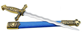 Fellowcraft Blue Lodge Dagger - Square Compass Sword Knife Snake Flaming Blade Blue 13.6" - Bricks Masons