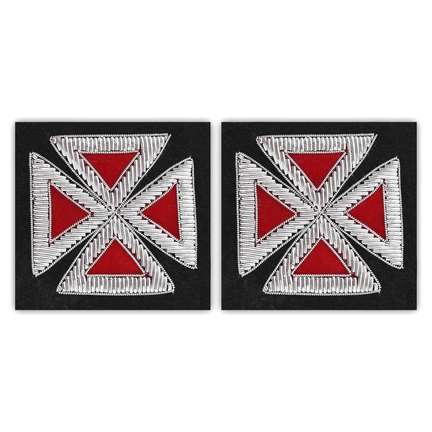 Grand Knights Templar Frock Coat Sleeve Patch - Silver Bullion Embroidery - Bricks Masons