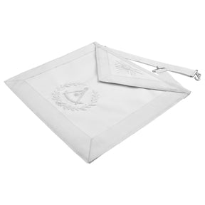 Grand Past Master Blue Lodge California Regulation Apron - White Velvet Hand Threaded Silk - Bricks Masons