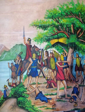 Hand-Painted Apron - A Sheaf of Corn Suspended Near a Waterfall 24"x18" Poster - Bricks Masons